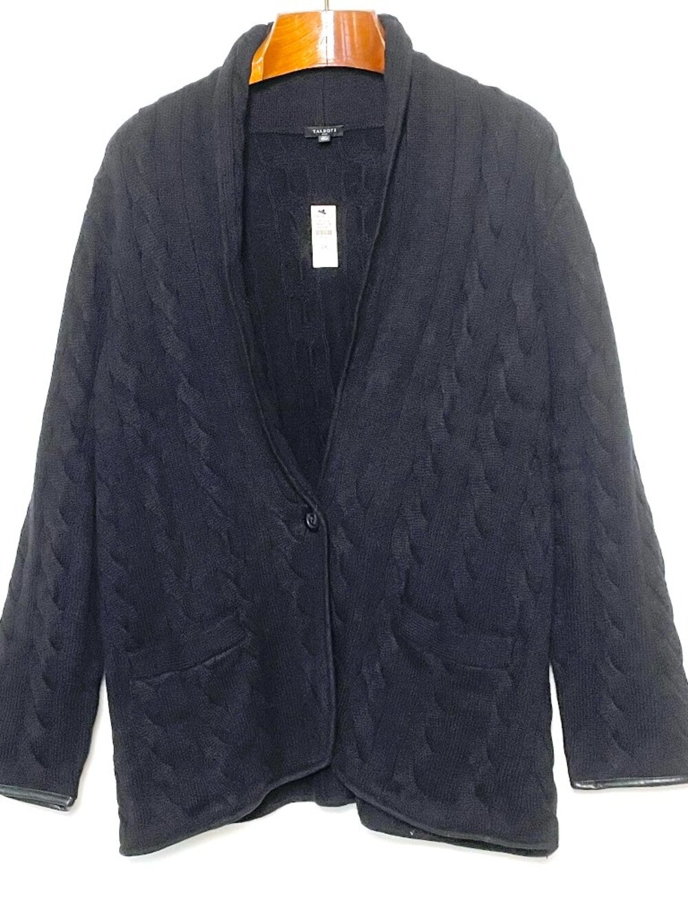 Talbots Cable Knit Single Button Sweater Blazer Jacket NWT 2X Black